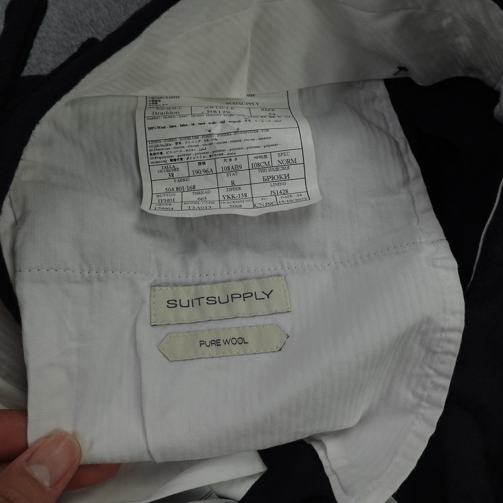 SuitSupply Suit Jacket 46R Pants 38R Navy Havana Double Breasted HL Braddon Wool - Picture 15 of 16